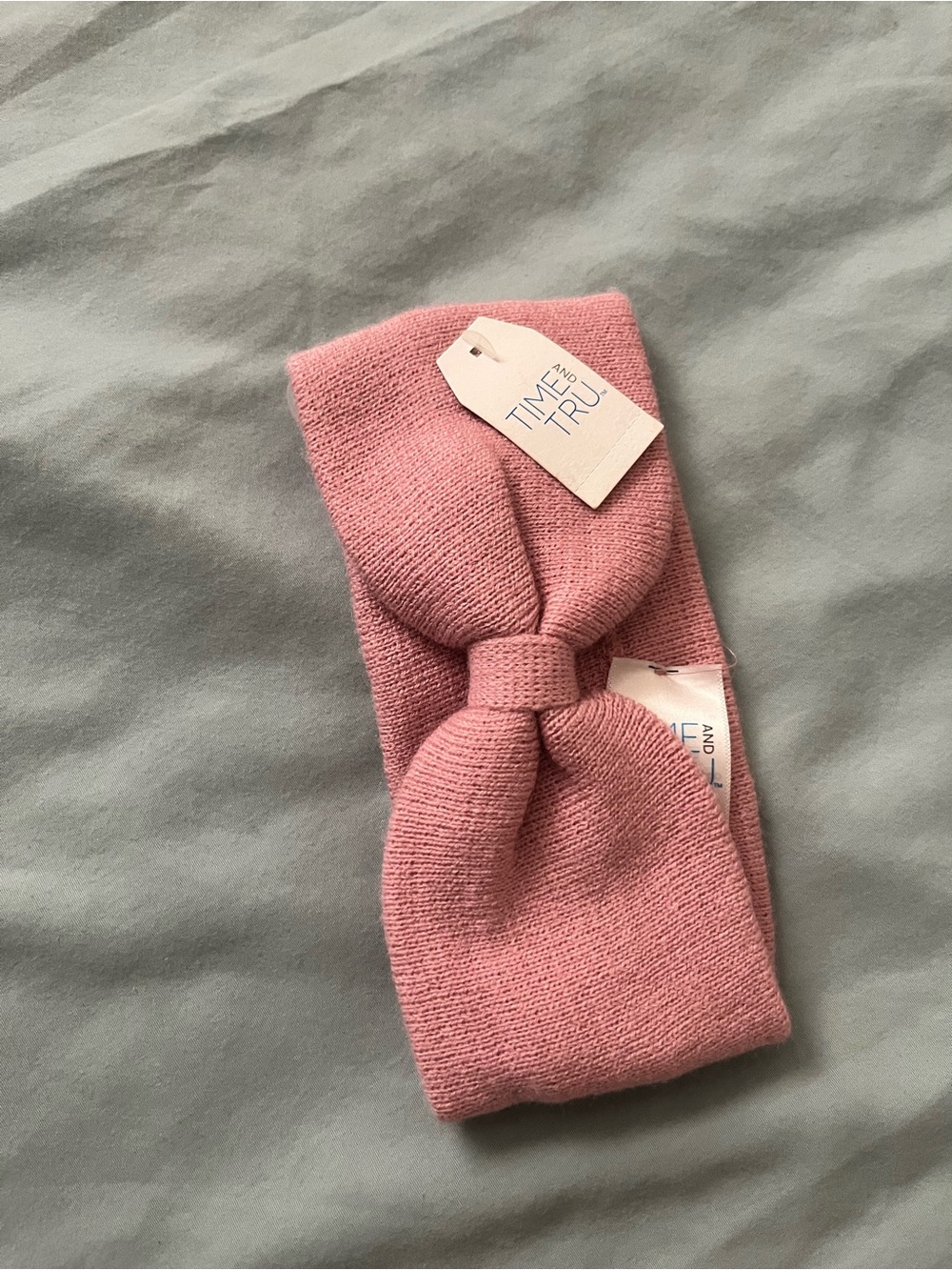Time and Tru Girls Dusty Pink Knit Bow Headwrap
